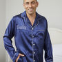 Men's Personalised Navy Satin Pyjamas, thumbnail 1 of 3