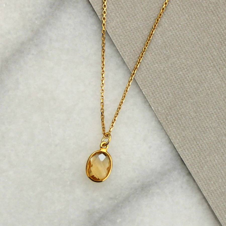 Gold Vermeil Citrine Pendant By Completely Charmed