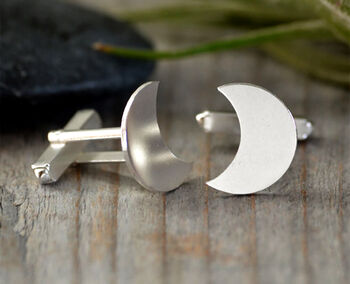 Personalised Moon Shape Cufflinks In Sterling Silver, 2 of 4