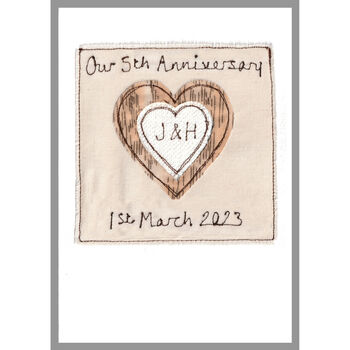 Personalised Wood 5th Wedding Anniversary Card, 2 of 7