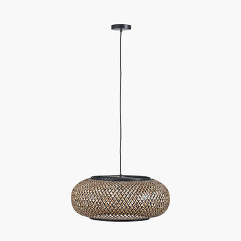 Large Black And Natural Rattan Pendant Ceiling Light, 4 of 9