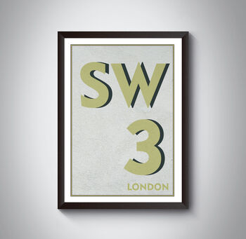 Sw3 Chelsea, Kensington, London Postcode Print, 5 of 8