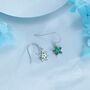 Emerald Green Cz Flower Drop Dangle Earrings, thumbnail 7 of 11