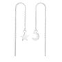 Sterling Silver Moon And Star Threader Earrings, thumbnail 2 of 6