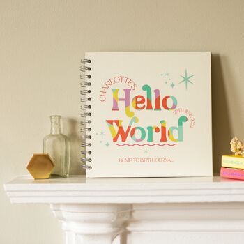 Colourful 'Hello World' Bump To Birth Custom Journal, 11 of 11