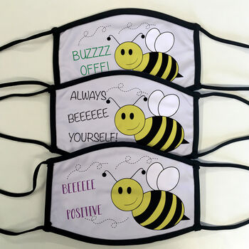Personalised Bee Positive Face Mask, 2 of 4