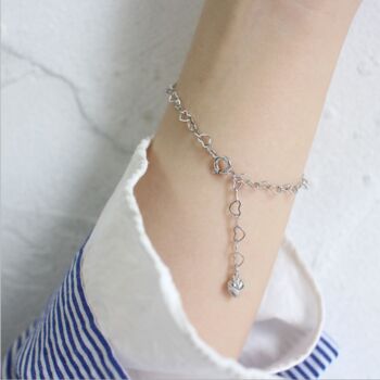 Sterling Silver Heart Link Chain Bracelet, 2 of 4