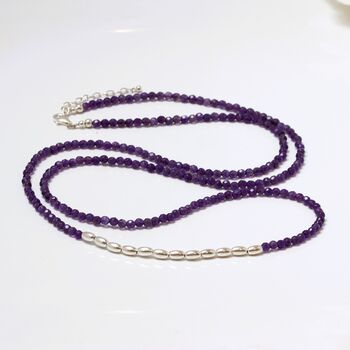 Long Amethyst And Sterling Silver Beaded Necklace, 4 of 11