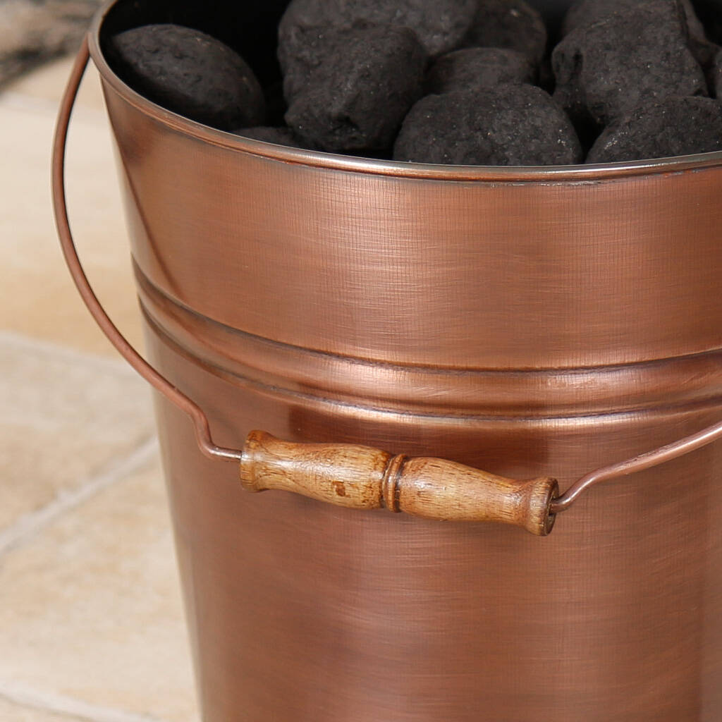 Burnished Copper Fireside Kindling Bucket By Dibor