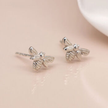 Sterling Silver Bee Stud Earrings, 2 of 9