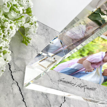 Personalised Freestanding Two Photos Giant Crystal Block 19.5cm X 14cm Portrait, 4 of 7
