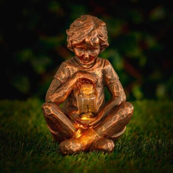 Solar Boy Garden Ornament Statue Fairy Jar Patio Decor, 3 of 3