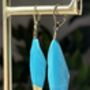 Gold Plate Dipped Blue Feather Earrings, thumbnail 3 of 3