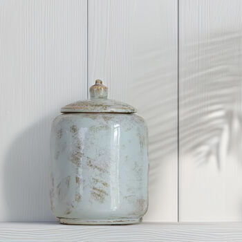 White And Turquoise Glazed Ginger Jar With Lid, 6 of 6