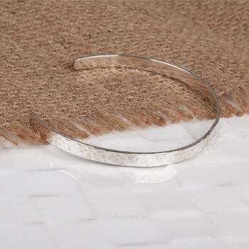 Sterling Silver Hammered Torque Bangle, 2 of 4