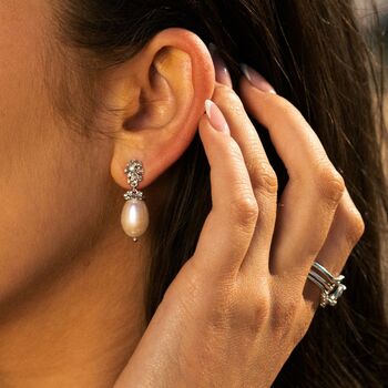 Silver Baroque Pearl Earrings Lyra, 3 of 4