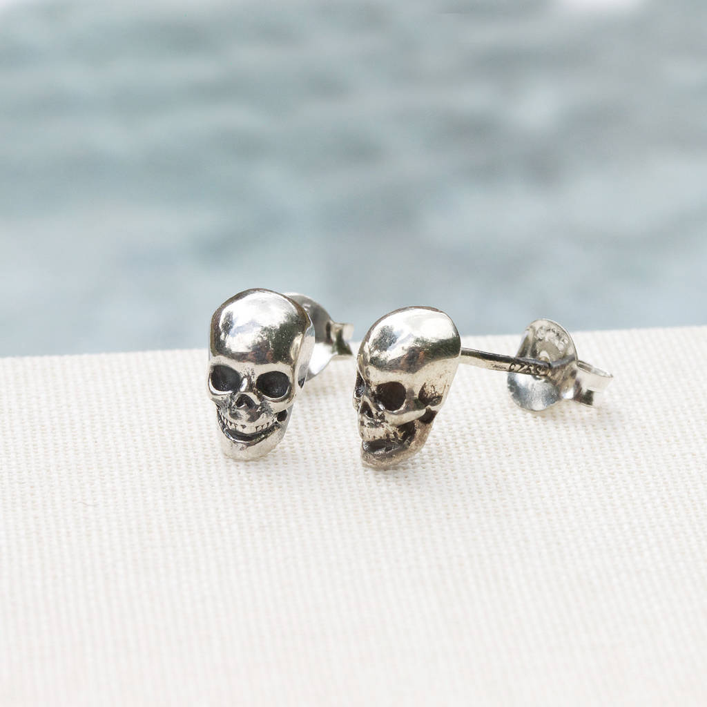tiny skull sterling silver stud earrings by regalrose ...