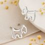 Sterling Silver Dog Outline Stud Earrings, thumbnail 1 of 8
