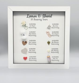 Personalised 10th Tin Anniversary Frame Gift, 2 of 8