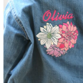 Personalised Name Baby/Kids Denim Jacket With Flowers, 3 of 4