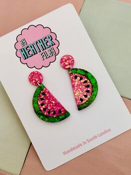 Watermelon Glittery Earrings /Sweet Best Friend Gift / Tropical Beach Accessory / Summer Vacation Jewellery, 5 of 5