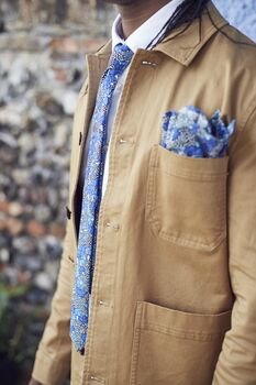 Dancys Mens Black And Blue Floral Pocket Square, 3 of 8