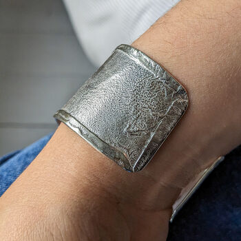 Handmade Silver Cuff Textured Bracelet, 2 of 6