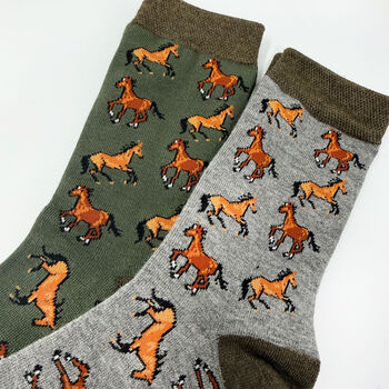 Personalised Birthday Horse Bamboo Socks With Gold Foil Label, 6 of 8