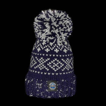 Navy Nordic Knit Reflective Super Bobble Hat, 3 of 6