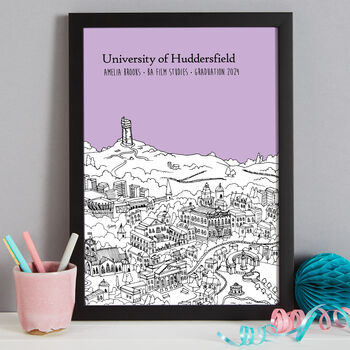 Personalised Huddersfield Graduation Gift Print, 5 of 8