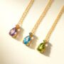 Pink Ruby And Amethyst Pear Cut Pendant Necklace In Sterling Silver And Gold Vermeil, thumbnail 7 of 11