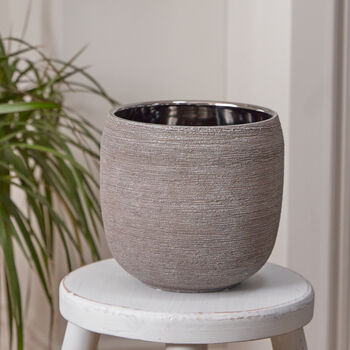 Mesiac Rippled Grey Plant Pot, 3 of 5