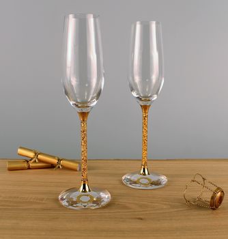 Pair Of 24ct Gold Filled Stem Champagne Flutes, 3 of 5