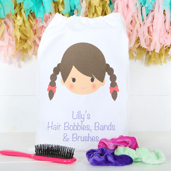 Personalised Girls Hair Bobble And Brush Bag, 2 of 3