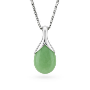 Personalised Sterling Silver Jade Teardrop Pendant Necklace, 6 of 11
