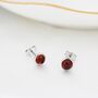 Natural Garnet Stud Earrings In Sterling Silver, thumbnail 3 of 12