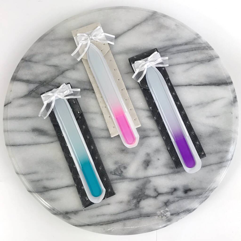 Personalised Crystal Glass Nail File In Hand Made Pouch By DinkiBelle