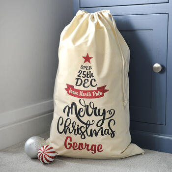Personalised Christmas Typographic Cotton Sack, 2 of 2