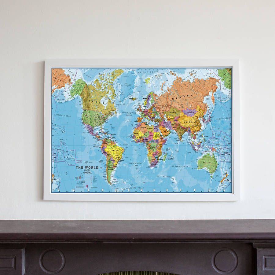 Framed Map Of The World By Maps International | notonthehighstreet.com