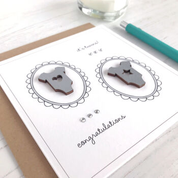 Twins Congratulations Baby Card, Monochrome, 2 of 3