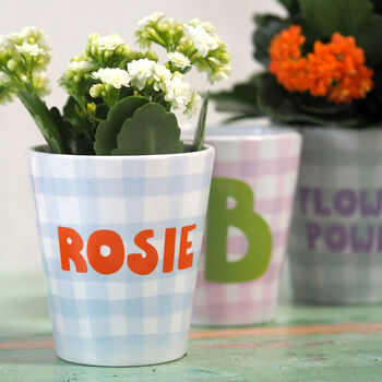 Personalised Gingham Plant Pot, 4 of 4