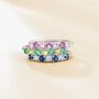 Pink Sapphire And Pink Amethyst Half Eternity Ring In Sterling Silver And 18k Gold Vermeil, thumbnail 5 of 12