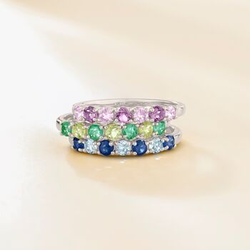 Pink Sapphire And Pink Amethyst Half Eternity Ring In Sterling Silver And 18k Gold Vermeil, 5 of 12