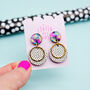 Abstract, White And Black Polka Dot Earrings, thumbnail 1 of 8