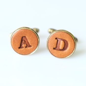 Personalised Leather Cufflinks Anniversary Gift, 10 of 12