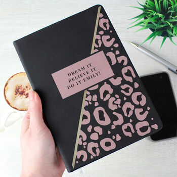 Leopard Print Black Hardback Notebook For Her, 4 of 4