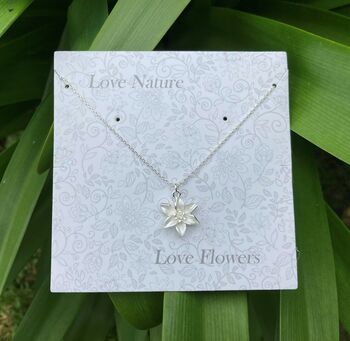 Lily White Flower Delicate Pendant Necklace, 3 of 4
