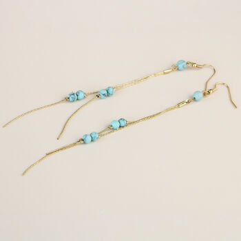 Turquoise Bead Dangle Chain Earrings, 3 of 3