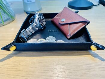 Personalised Black Leather Desk Accessories Tray, 5 of 12