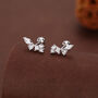 Sterling Silver Cz Cluster 18 G Screw Back Stud Earrings, thumbnail 1 of 11